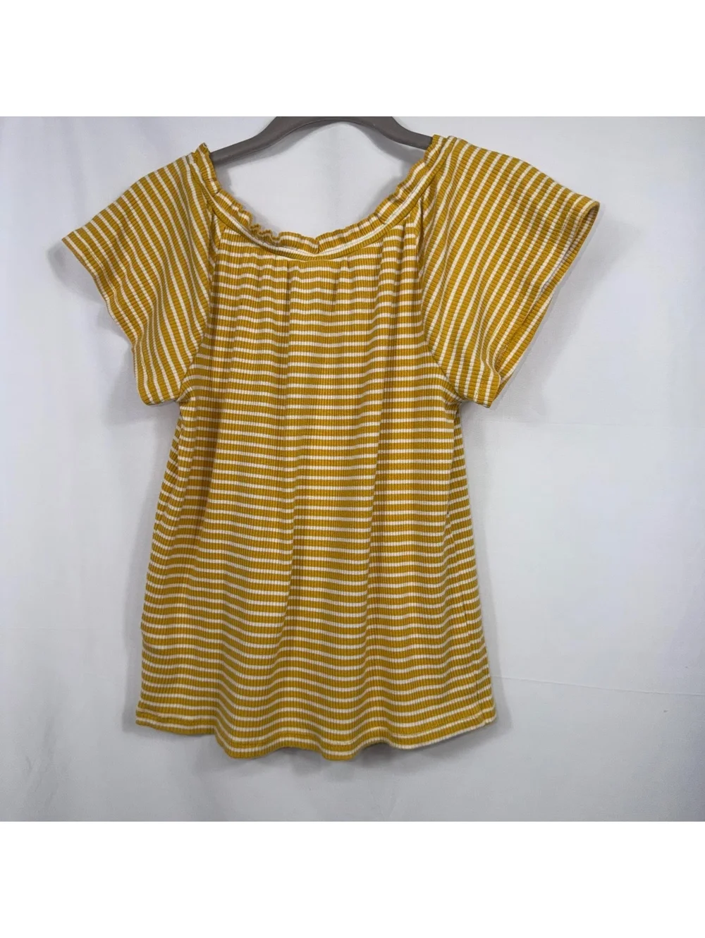 Old Navy L 10-12 Mustard Striped Button Front Top